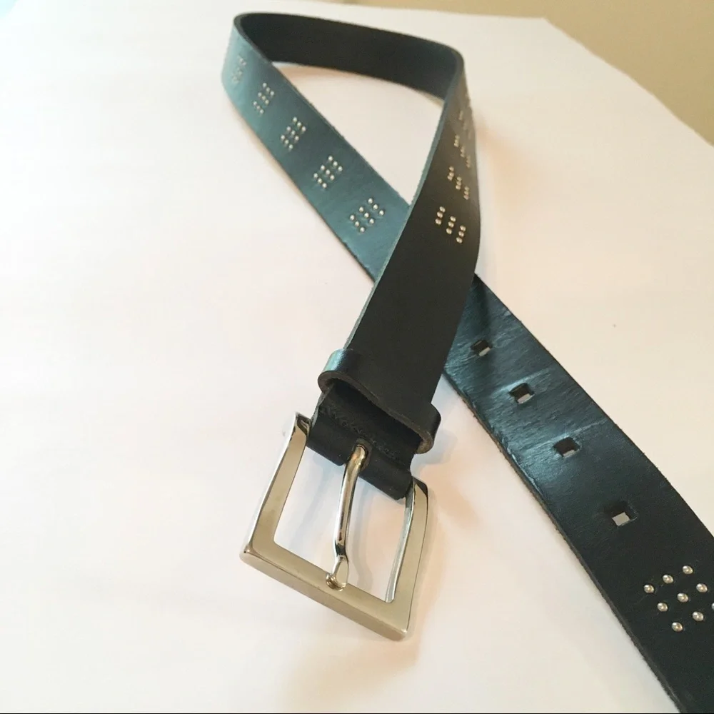 Sangiorgio Studded Black Leather Belt